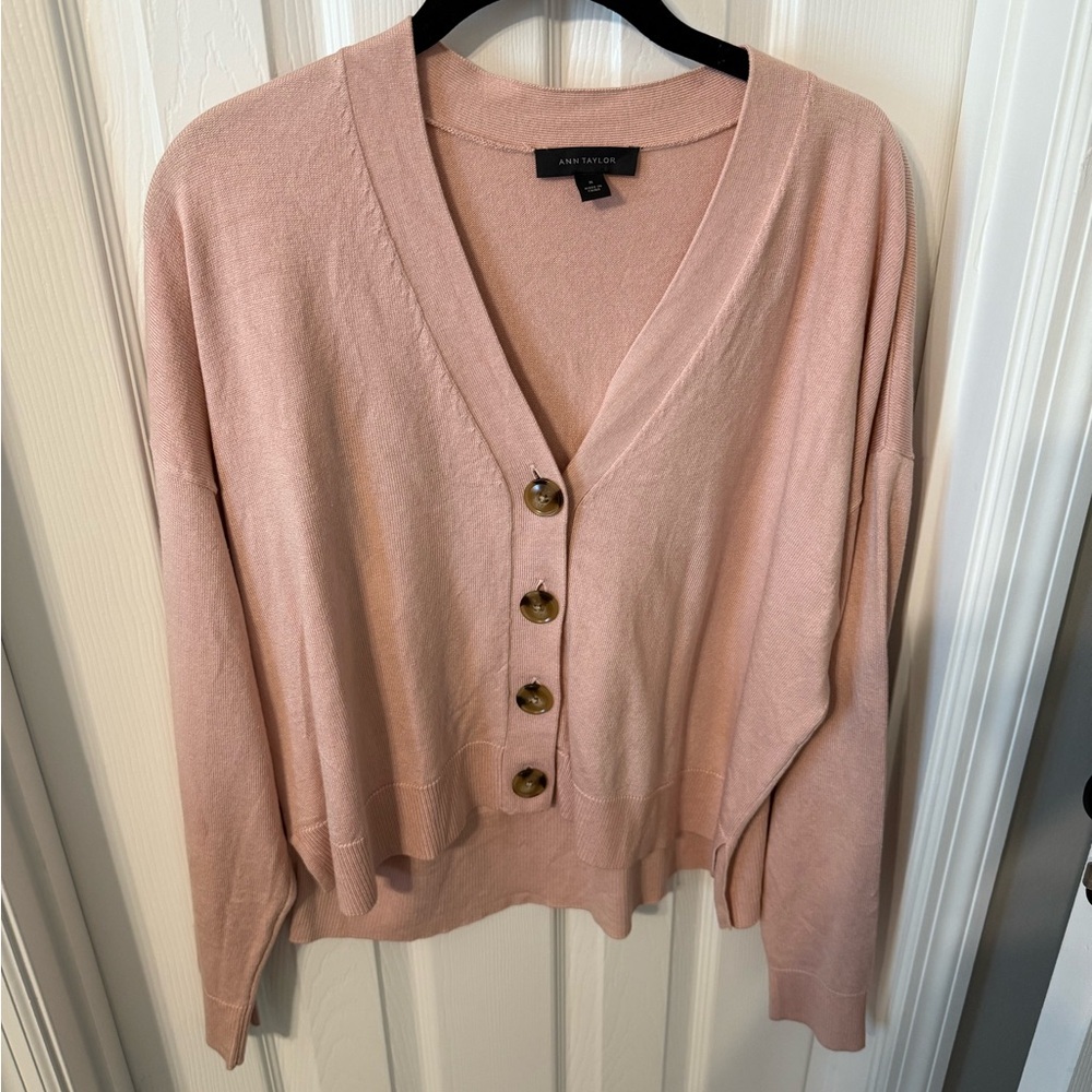 Ann Taylor Blush Button-Up Cardigan